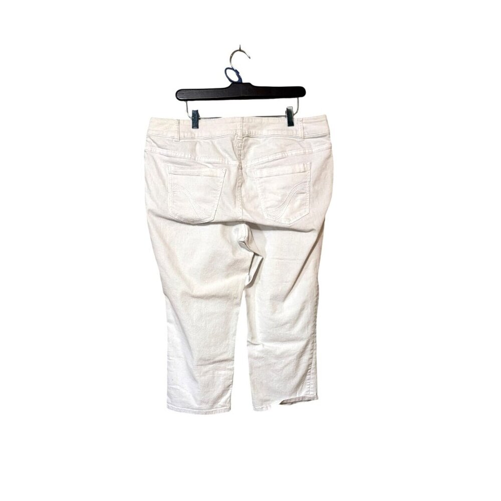 Lane Bryant Womens White Genius Fit Capri Jeans Size 18 Cotton Blend Back Pocket - Picture 2 of 8